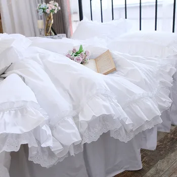 Luxus Fodros paplanhuzat királynő tiszta pamut ágynemű király paplanhuzat csipke ágy meghatározott hercegnő takaró fedél paplan meghatározott táskát egy ágy