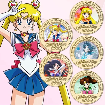 Aranyos Sailor Moon Anime Emlékérme Rajzfilm Animáció Perifériás Gyűjtemény Megemlékező Jelvény, Gyerek Játékok, Születésnapi Ajándék
