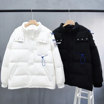 ADER téli kabát unisex koreai változata a trendi márka fehér kacsa le húzózsinóros kapucnival meleg Adererror sport dzseki