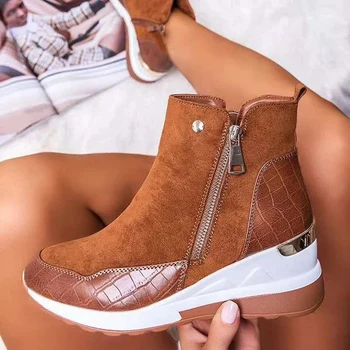 Női Cipő Alkalmi Vaskos Tornacipő Cipő Kényelmes, Cipzáras Csatos Cipők Vízálló Magas Felső Platform Cipő Zapatos Mujer
