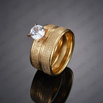 Matt rozsdamentes acél pár gyűrűk, arany, ezüst egyszerű hölgyek, férfiak, párok esküvői ékszer eljegyzési ajándék