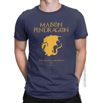 Férfi T-Shirt Kaamelott Ház Pendragon Csodálatos 100% Pamut Póló Klasszikus Rövid Ujjú Arthur Király Póló O Nyak Ruha