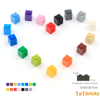 50pcs/sok DIY Blokkok Épület Tégla Vastag 1X1 Oktatási Gyülekezet Építési Játékok Méret, Kompatibilis Márka