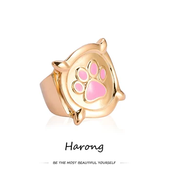 Harong Anime Katicabogár Macska Gyűrű, Arany Ötvözet Fém, Zománc Rózsaszín Mancs Aranyos Ékszerek Cosplay Tartozékok Gyűrűk, a Lányok, a Fiúk Ajándékok