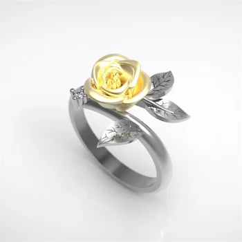 Divat Ékszer Romantikus Finom Golden Rose Női Gyűrű Eljegyzési Gyűrűt Lány Legnépszerűbb Tartozékok