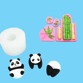 Panda Bambusz Levél Szilikon Penész Rajzfilm Cuki Panda Aromaterápiás Gipsz Öntőforma Fondant Torta Díszítő Eszközök Szappan Készítése Kellékek