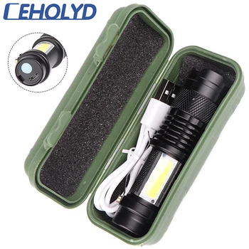 CEHOLYD Q5 LED Zseblámpa Beépített Akkumulátor Töltés USB-kábel COB Nagyítható Vízálló Taktikai Zseblámpa Lámpa Izzó Lámpa