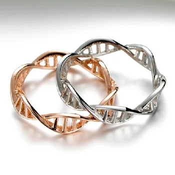 Rozsdamentes Acél DNS Kettős Spirál Női Gyűrűk Rose Gold Egyszerű, Divatos, Menő A Barátnőm Ékszerek Kreativitás Ajándék Nagykereskedelem