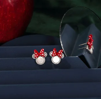 Disney Mickey egér fülbevalón baba Kiegészítők, Aranyos rajzfilm Minnie fülbevaló aszimmetrikus fülbevaló ékszer