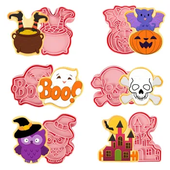 6 Stílus Halloween sütőformákat Bélyegek Keksz Vágó Halloween Party Kellékek Cookie Penész Domborított a Konyha, a Sütés Eszközök