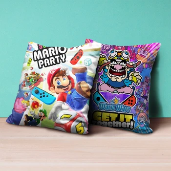 Mario Party 3D Nyomtatás párnahuzat Warioware Rajzfilm Párnahuzatok Otthon, Kanapé, Autós Párna Takaró Dekoráció Nem Párnát Helyezze be 45cm