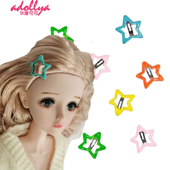 10db BJD Baba Kiegészítők Sapkák Mini hajcsat Hajtű Dekoratív Headwears A Babák DIY Játékok Lányoknak Random Candy Színek