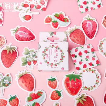 A legújabb DIY dobozos édes eper matricák Kawaii albumának címkék Japán Napló Lány Rózsaszín matricák