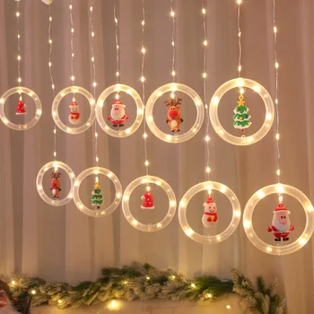 Boldog Karácsonyt, Mikulás LED Függöny Fény Christma Dekoráció Otthon karácsonyfadísz Karácsonyi Natale Új Év 2022
