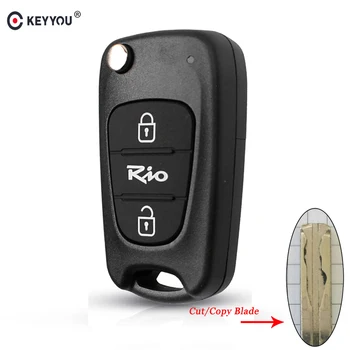 KEYYOU Távoli Kulcs Shell KIA Rio 3 Gomb Flip Összecsukható Kocsi kulcstartó Esetben Ház Csere Vágás/Vágatlan Penge Kulcs Esetben
