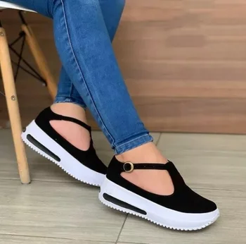Női Cipő 2021 Platform Alkalmi Cipő Női Kör Toe Naplopók Nők Csat Ék Cipő Nő Vulcanize Cipő Zapatos De Mujer