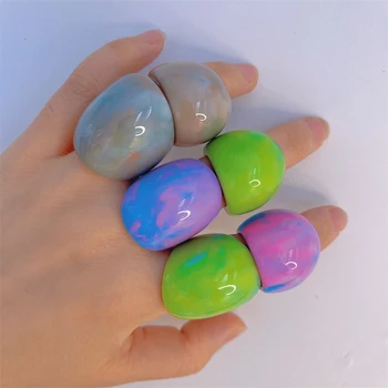 Luxus Gradiens Candy Többszínű Akril Gyanta Nagy Gyűrű Aranyos Lány Ujját Esztétikai Ékszerek Régi Bohém Eredeti Gyűrűk Nők
