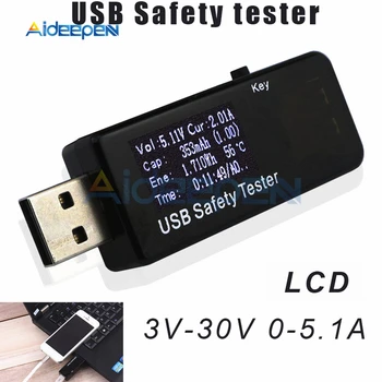 LCD Digitális USB-Teszter Voltmérő Power Bank Aktuális Feszültség Töltő Kapacitás Mérő Teszter Árammérő 3V-30V Power-off védelem