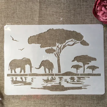 A4 29cm Elefánt Vad Afrika DIY Rétegződés Stencil Falon Festmény Scrapbook Színezés Dombornyomás Album Díszítő Sablon