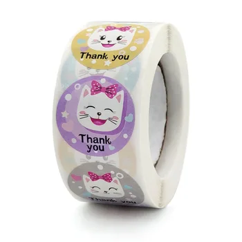 500Pcs Aranyos Rabbit Köszönöm Matricák Kézzel készített Csomagolópapír Pecsét Címkék Ajándék Praty Esküvő Szép Ajándék Kártyák, Matrica, Boríték