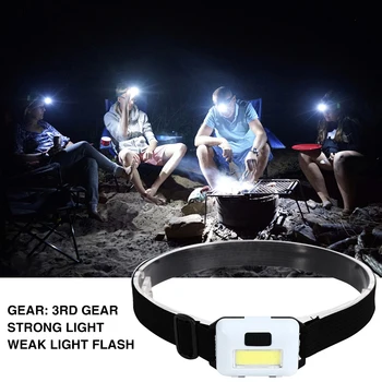 Mini COB LED Fényszóró-3 Mód Vízálló Fényszóró Head Zseblámpa elemlámpa Lanterna Az Outdoor Kemping Éjszakai Horgászat
