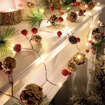 2M Mikulás, karácsonyfa LED String Fények Garland Hópelyhek Karácsonyi Dekoráció Otthon Tündér Fény Új Év Karácsonyi Dekoráció