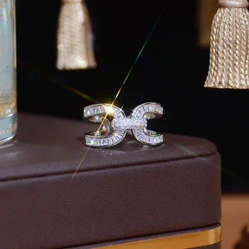Mikro Egyengetni Cirkónium-Oxid Nyitott Gyűrű A Nők Kényes Egyszerű Luxus Új Ékszerek Gyűrűk Bijoux