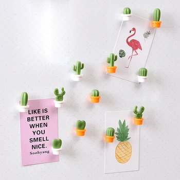 6db/Szett 3D Aranyos Szukkulens Növény, üzenőfal, illetve Emlékeztetőt Konyha, Hűtő Mágnes Gombot Kaktusz Dekorációs Eszköz Modul