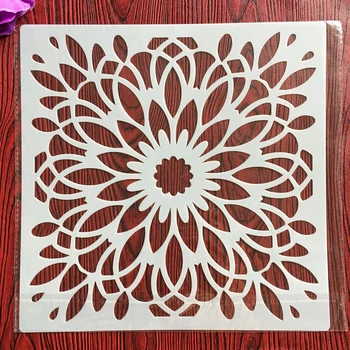 30 * 30 cm-es DIY nagy, kerek virág mandala diy stencil festmény scrapbook színezés gravírozás album dekoráció stencil sablon