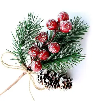 Karácsonyi Berry Csokor Hópehely Zsineg Piros Gyümölcs Csokor DIY Koszorú Fehér Golyó Csokor Boldog Új Évet 2022