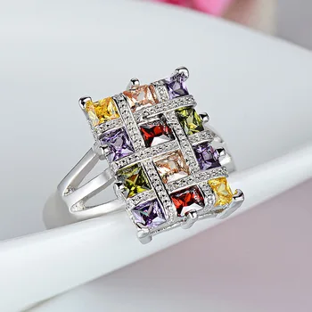 Luxus Divat Többszínű Kristály Cirkon Gyűrűk Női Ékszer Esküvő, Eljegyzés Nyilatkozat Gyűrű Méret#6-#10