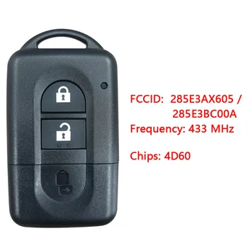 CN027023 Utángyártott Távirányító Kocsi Kulcsot, 433 MHz-es Transzponder 4D60 Chip Része Nem 285E3AX605 / 285E3BC00A Logó nélkül