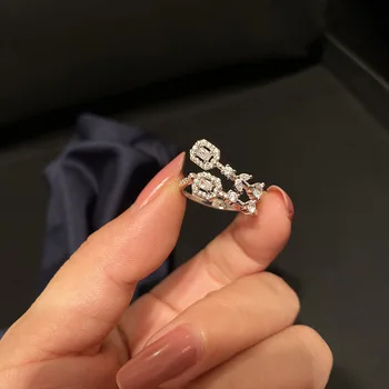 2020 Forró Tiszta Köbméter Cirkon Női Gyűrű Fehér Arany Színű Ujj Gyűrű, Esküvői Ajándékok, Fonó Gyűrű Bijoux Femme Állítható Gyűrű