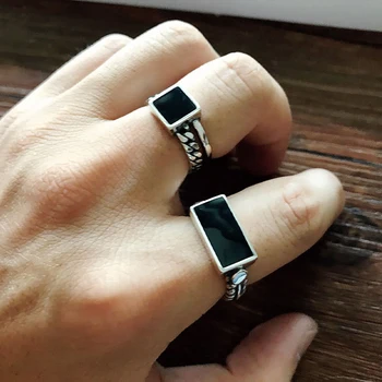 Évjárat Nyitva Sima Fekete Ujj Gyűrű a Nők számára Új Esztétikai Divat Geometriai Tartozékok Knuckles-Állítható Ékszer Ajándék