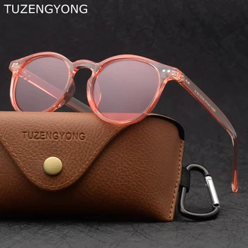 TUZENGYONG 2022 Új, Ultrakönnyű TR90 Polarizált Napszemüveg Férfiak Nők Vezetői Kör Rózsaszín Árnyalatok Vintage napszemüvegek Gafas De Sol