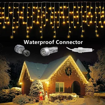 Karácsonyi Fény Vízesés LED String 8m-40m Függöny Jégcsap Bágyadtság 0,6 M Girland Fények Utca Garland Új Évet Otthon Dekoratív