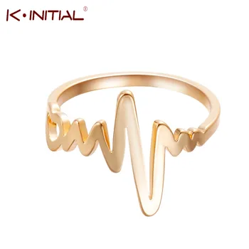 Arany Színű szívverés, a Gyűrűk, a Nők Geometriai EKG-Elektrokardiogram Gyűrű Divat Fél Csülök Ékszerek bagues femme