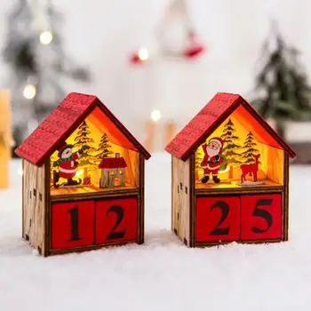 Boldog Karácsonyt Fából Készült Festett Santa Naptár A Karácsonyi Izzó Ház Asztali Dekoráció Dísz Navidad 2021 Újévi Ajándék