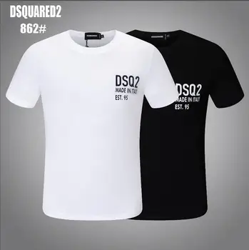 Eredeti DSQUARED2-férfi, női nyomtatás, egyszerű, kerek, rövid ujjú utca tiszta pamut hiteles DSQ T-shirt 862