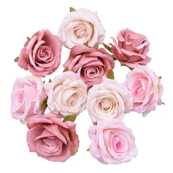 5db 10cm Rózsa Virág Fejek Mesterséges Selyem Virágok, Esküvői Buli, lakberendezési DIY Virág Fal díszdobozban Kézműves Kellékek