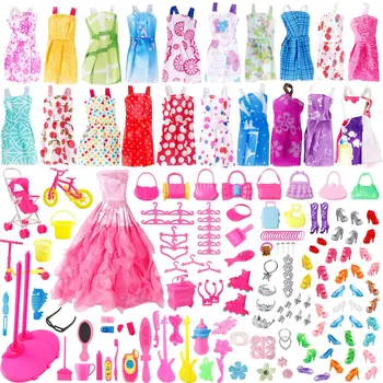Barbie Ruhák, Kiegészítők Random 79-darabos Készlet Alkalmas 11.5 hüvelyk Barbie Baba Koktél Napi Alkalmi Ruházati Kiegészítők