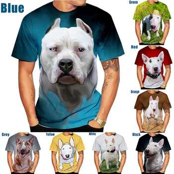 2021 Újdonság a Férfiak/Nők Alkalmi póló Divat Bull Terrier 3D Nyomtatott Rövid Ujjú felsők trend Kutyák nyomtatási kép, Vicces póló