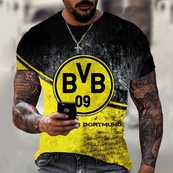 Nyáron a Férfiak Bvb Dortmund Klub Nyári Férfi póló Maximum 3D Ruhát Utcai Hip-Hop Divat O-Nyak Túlméretezett Alkalmi Férfiak, mind a Nők
