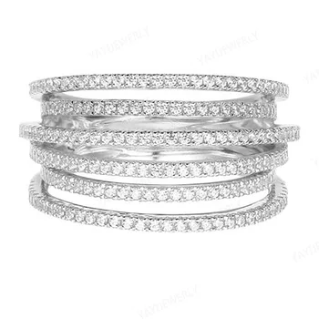YaYI Ékszer Divat Hercegnő Vágott 6.4 CT Fehér Aranyozott Ezüst Színű Gyűrű esküvői Szív Gyűrű Fél Gyűrűk Ajándékok 1403
