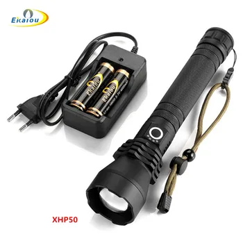 LED XHP50 Lámpa 4000 Lumen fáklya USB újratölthető Állítható Zoom fény vízálló 3 Mód Jelölje ki a Kemping