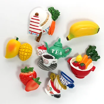 Bionikus élelmiszer kreatív mágneses hűtőszekrény stick hűtő mágnes, banán, mangó, eper, répa kupa modell hűtő dekoráció