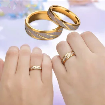 Titán-Acél Szerelmeseinek Pár Gyűrűk, Arany Hullám Minta Esküvői Végtelen a Gyűrű a Férfiak, mind a Nők Eljegyzési Ékszert Ajándékok