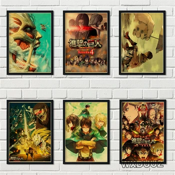 Támadás a Titánon Japán Retro Anime Poszterek lakberendezés Art Dekor HD Festmény élő wall art Nincs Keret vászon festmény H54