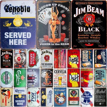 Klasszikus Sört Fém Tábla Whiskey Fém Poszter Wall Art Matricák Jim Beam Dekoratív Ón Tányér Vintage Emléktábla Bár, Pub, Klub Dekoráció