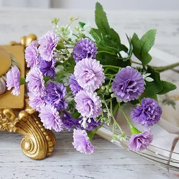 Magas Minőségű 20Heads Kis lila csokor dekoratív Mesterséges selyem Virágokat, Otthoni asztal Dekoráció flores artificiales